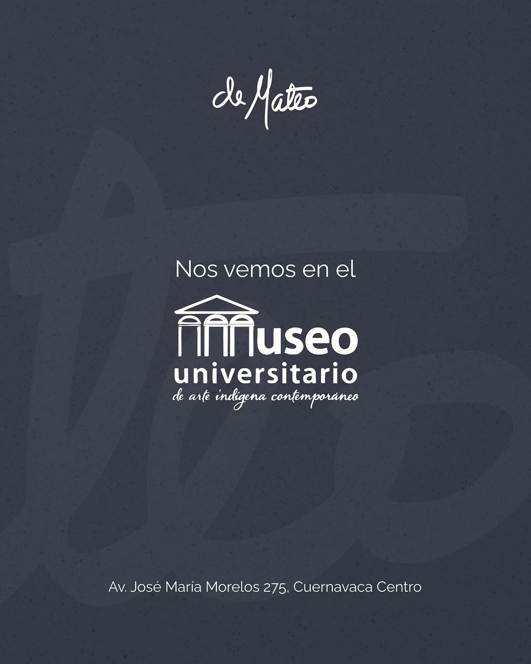 Exposición en el Museo Universitario de Arte Indígena Contemporáneo.

Disponible hasta el 31 de Marzo
Av. José María Morelos 275, Cuernavaca Centro

Si quieres catálogo, precios o separar una pieza, mándame mensaje directo.
También puedes ver obra disponible y mi trayectoria en Artsy (link en bio).

#DeMateo #Exposición #Cuernavaca #Arte