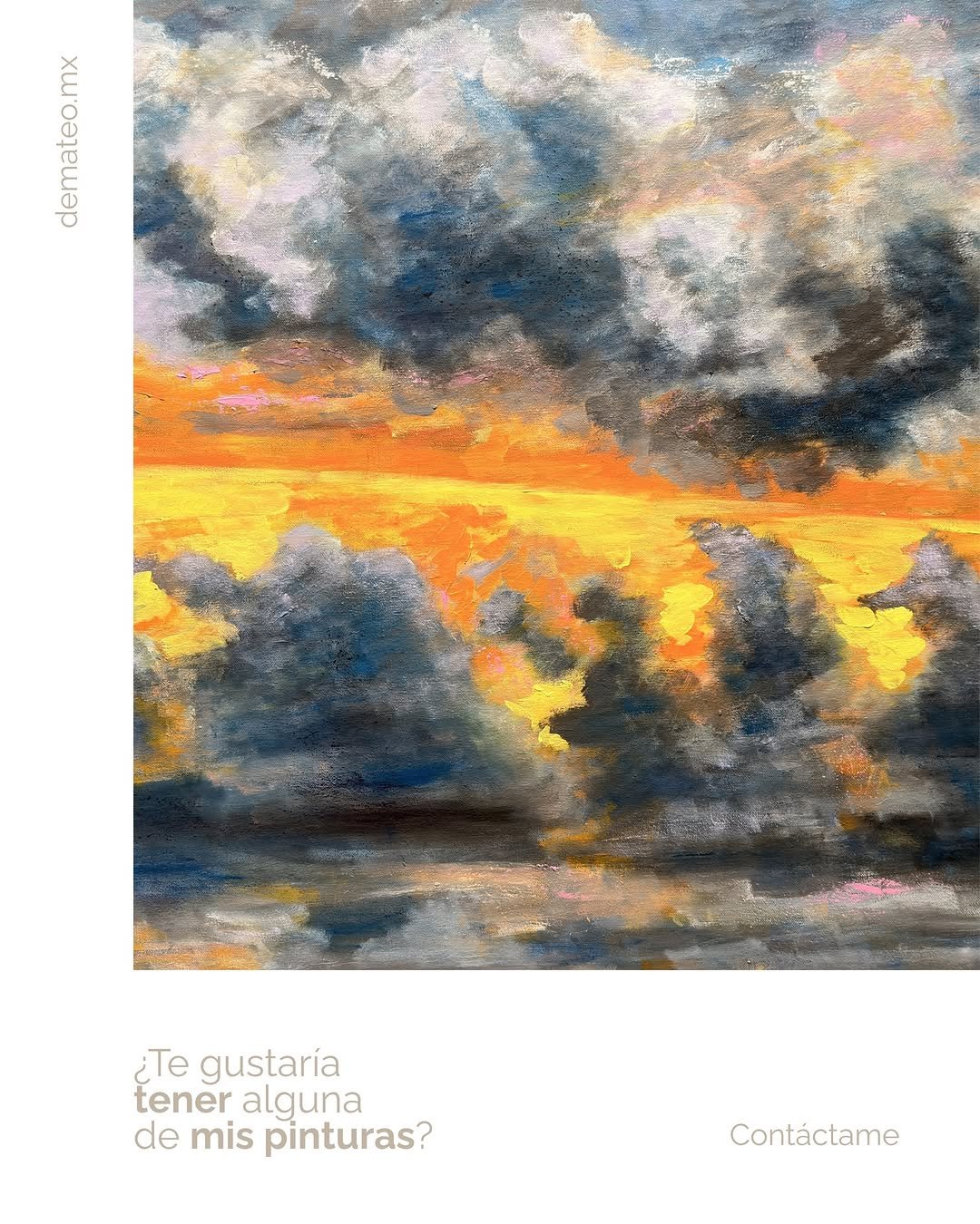 ¿Qué tal se vería uno de mis atardeceres en tu sala?Contáctame y hablemos al respecto.#DeMateo #Pintura #Color #Arte